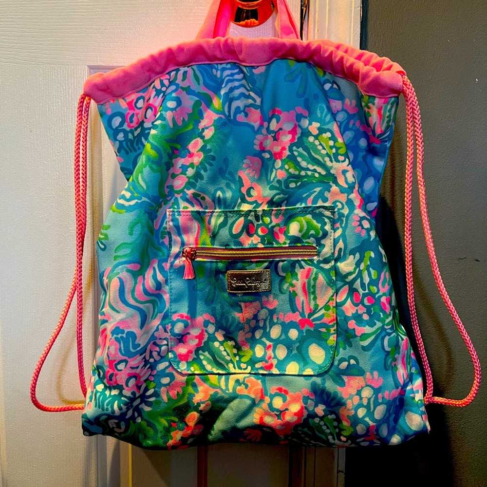 lilly p draw string backpack